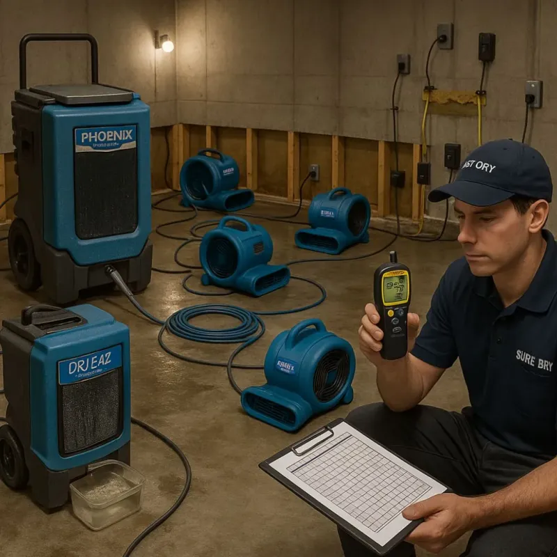 Structural Drying and Dehumidification process in Lake Mills, IA